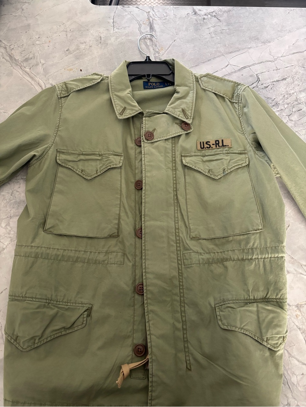 Polo Ralph Lauren Beaded Steer Head M-65 Military Field Jacket Green Size L
